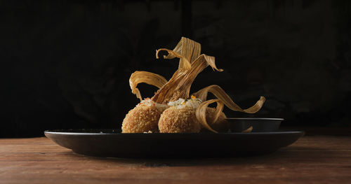 Close-up of food on table