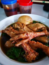 Close-up of meal served in plate