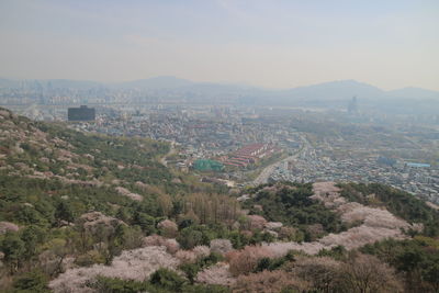 High angle view of townscape against sky
