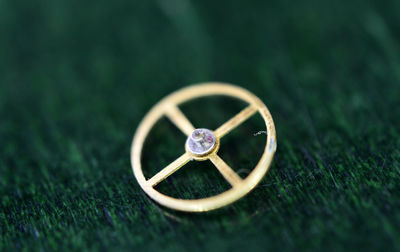 High angle view of ring on grass