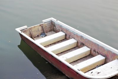 High angle view of boat in lake