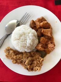 Close-up of food in plate on table