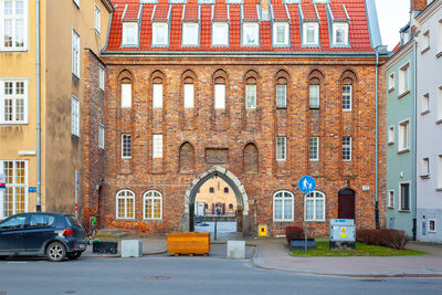 Low angle view of buildings in city