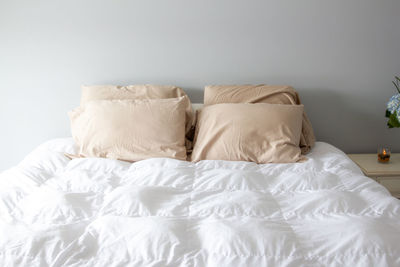 View of messy bed