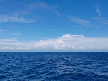 Scenic view of sea against blue sky