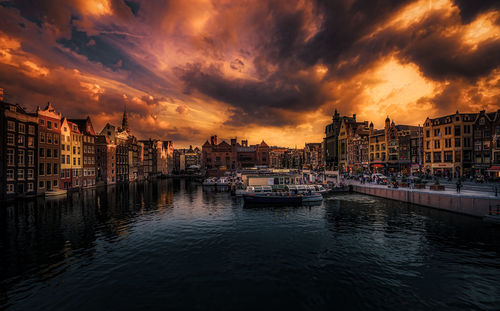 View of cityscape at sunset