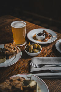 High angle view of food on table