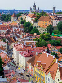 High angle view of townscape