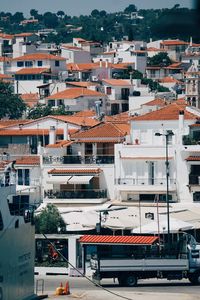 High angle view of buildings in city