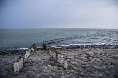 Scenic view of sea against clear sky