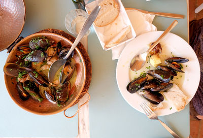 High angle view of meal served in plate