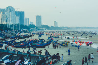 High angle view of city street