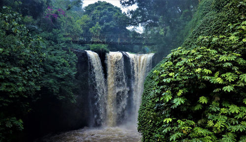 Waterfall. thi is known as curug omas waterfall in maribaya, north bandung.