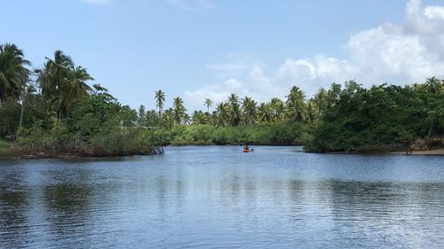 Scenic view of lake against sky