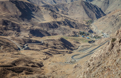 High angle view of mountain road