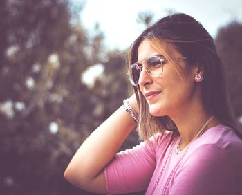 Portrait of woman looking away