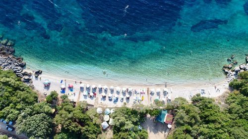 High angle view of people on beach