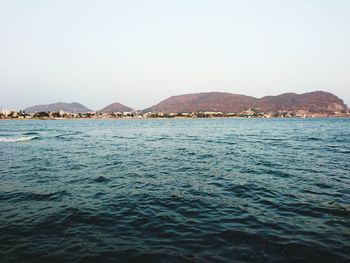 Scenic view of sea against clear sky