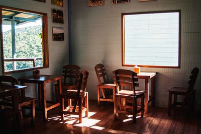 Empty chairs and table at home