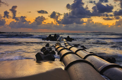 Scenic view of sea against sky during sunset