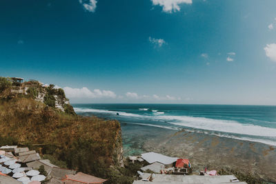 High angle view of beach against sky