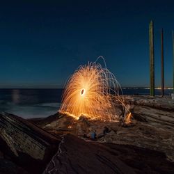 Sparks of fire on the beach