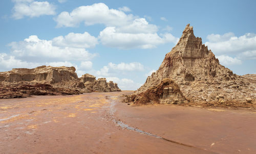 Rock formations on road