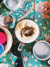 Directly above shot of breakfast on table