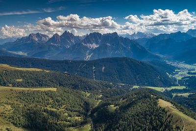 Scenic view of landscape and mountains against sky