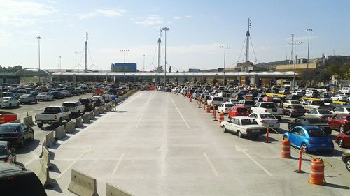 High angle view of cars in parking lot