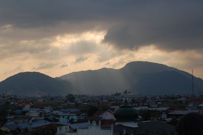 High angle view of townscape against sky