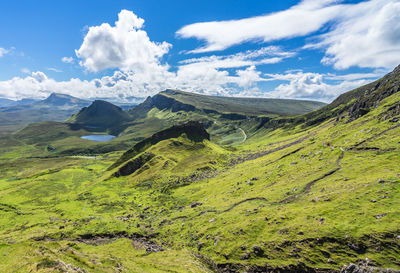 Scenic view of landscape and mountains against sky