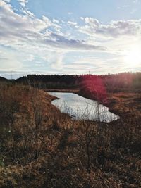 Scenic view of lake against sky