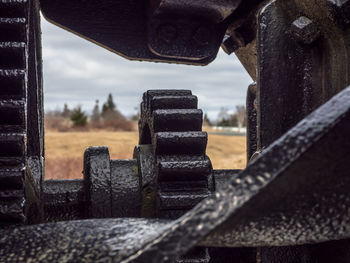 Close-up of old metal railing