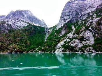 Scenic view of lake and mountains