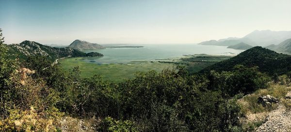 Scenic view of mountains against clear sky