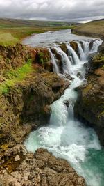 Scenic view of waterfall