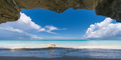 View of beautiful ocean from cave 