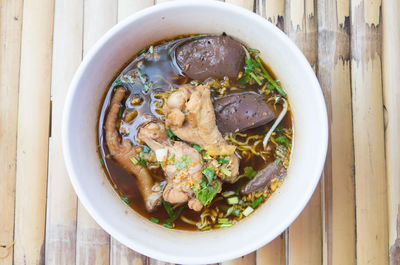 High angle view of food in bowl on table