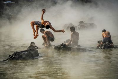 People playing in water