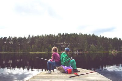 Couple looking at lake