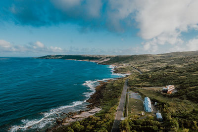 High angle view of sea against sky