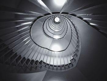 Low angle view of spiral staircase of building