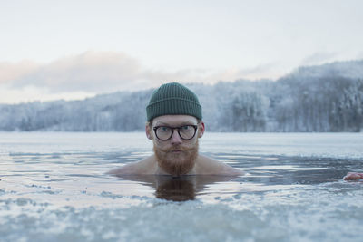 Portrait of man in swimming pool