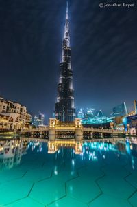 Illuminated city at night