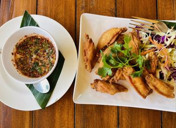 High angle view of meal served in plate