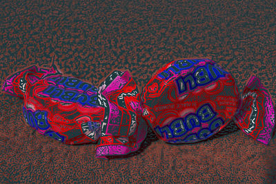 High angle view of multi colored decoration on table