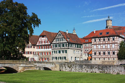 View of historic building against blue sky