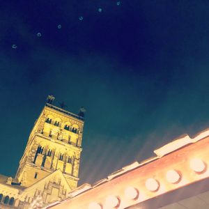Low angle view of illuminated building