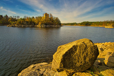 Scenic view of lake against sky